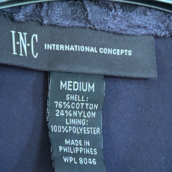 INC International Concepts  Blue Lace Peplum Jacket, Long Sleeves, Size Medium - Picture 6 of 16